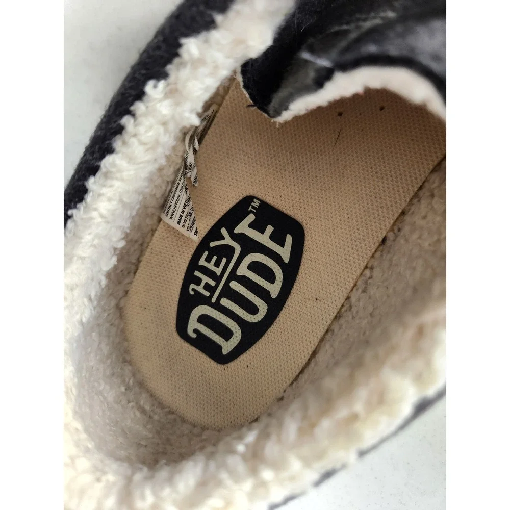 HEYDUDE Wally Warmth Mens 10 Charcoal Sherpa Lined Slip On Casual Shoes Gray